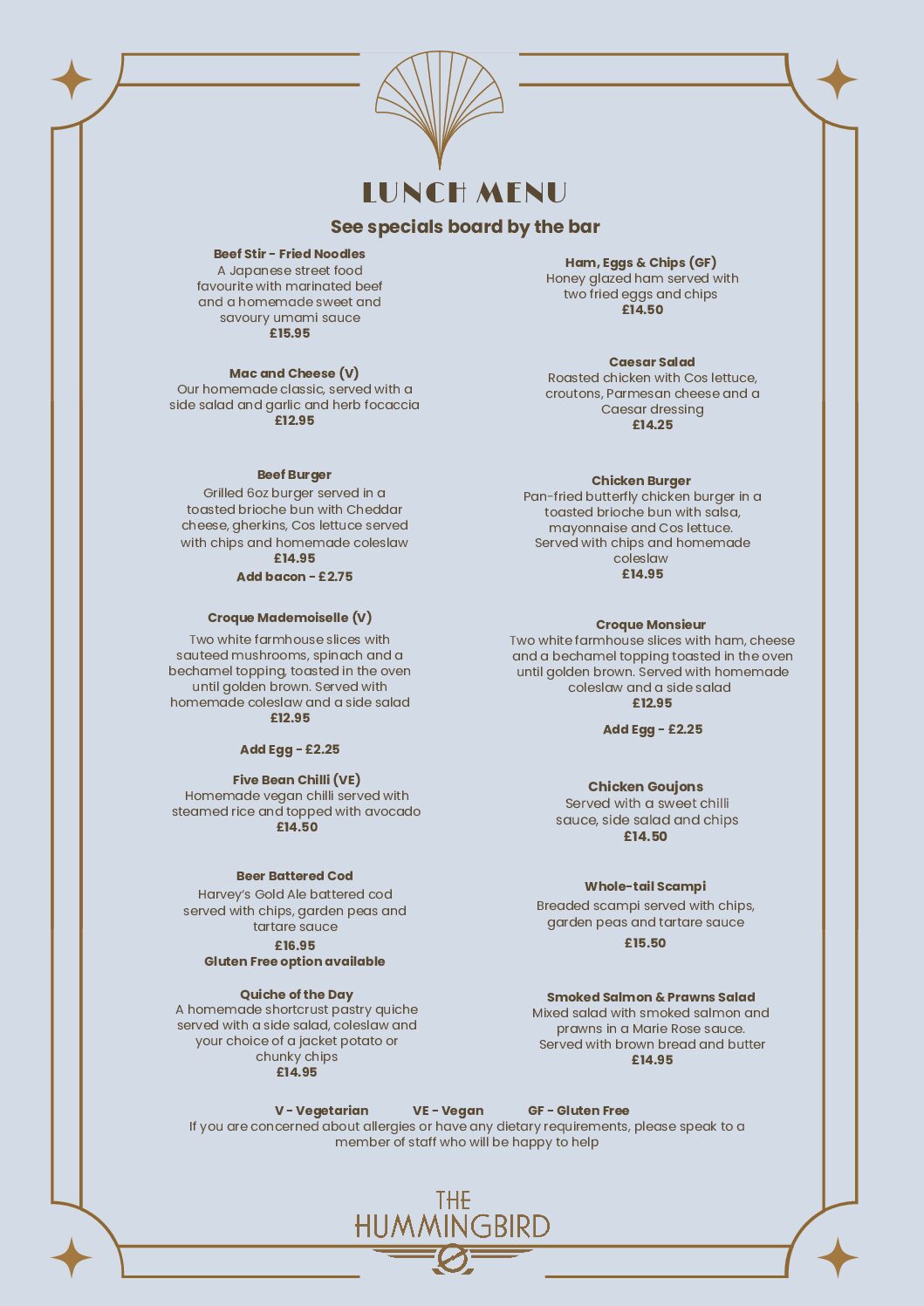 78957 Truffles Hummingbird Airport menus 2026 Hummingbird Lunch Menu