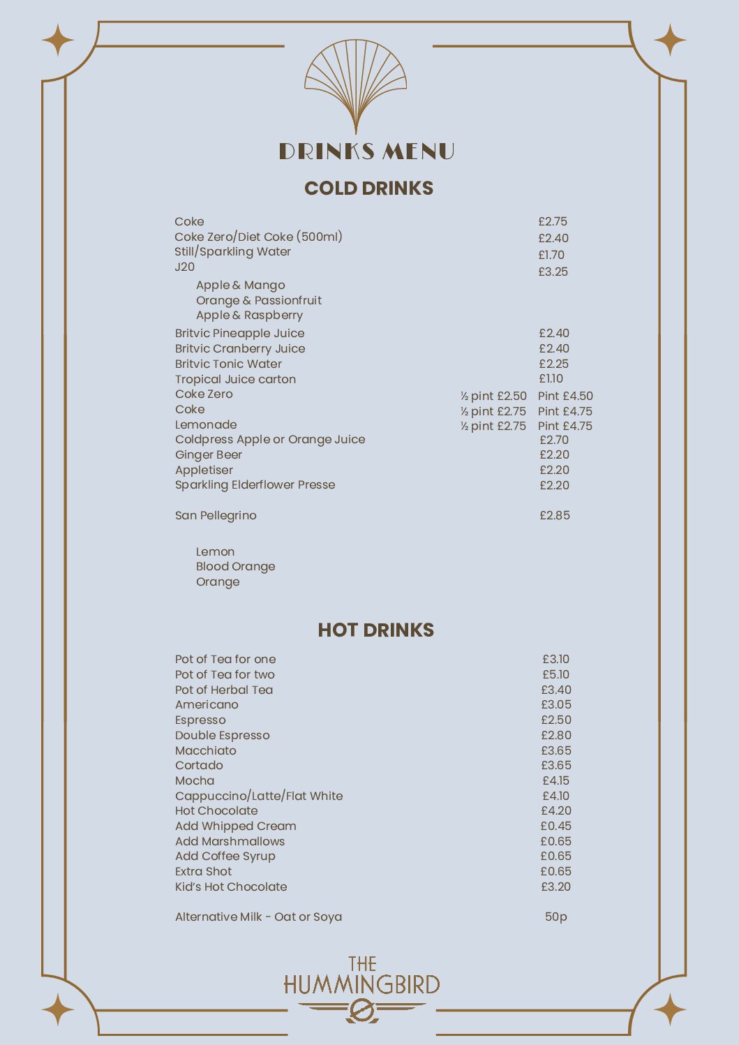 Hummingbird Breakfast Menu 26 Hummingbird Lunch Menu