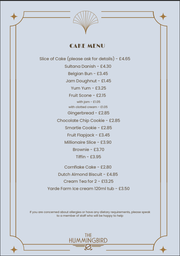 Hummingbird cake Hummingbird Breakfast Menu