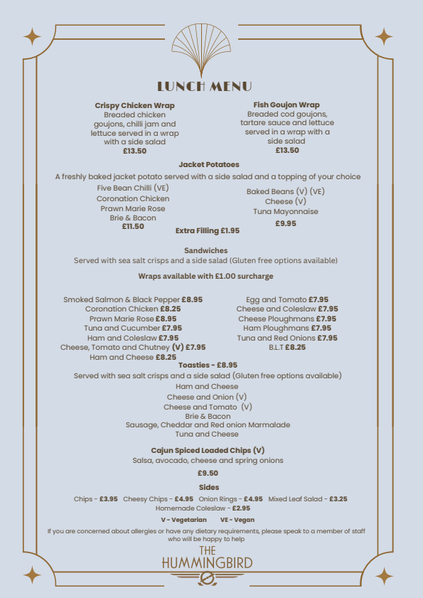 HB 2026 Hummingbird Drinks Menu